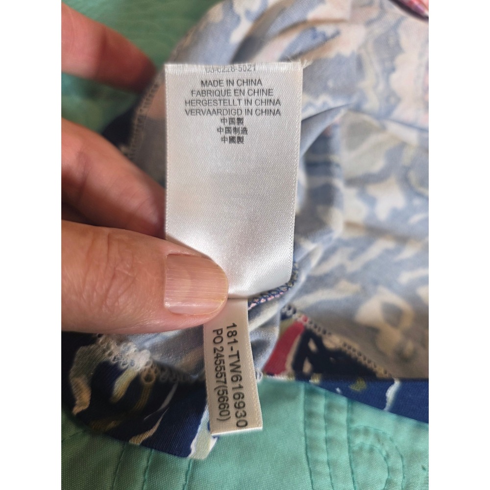 Tommy Bahama Paisley Promenade Tambour Dress Navy Blue Small TW616930 Pockets - Picture 6 of 9